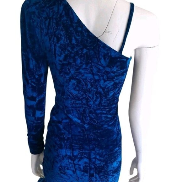 New Club London Y2K Blue Velvet Baby Doll Clubwear Party Size 4 Mini Dress - Picture 5 of 9